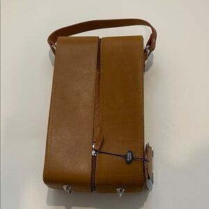 Ameri Leather Tan Leather Wine Travel Bag